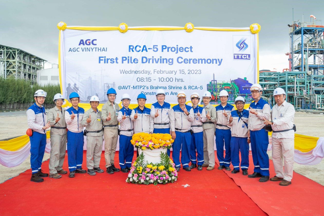 AGC Vinythai Continuously Progresses Expansion Project by Organizing Groundbreaking and First Pile Driving Ceremony to Start Construction in Map Ta Phut 2 Plant